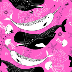 Cotton fabric Vector graphics of a sea pattern