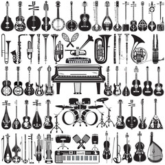 Naklejka premium Vector set of musical instruments in flat style