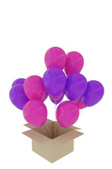 3D rendering of pink and purple balloons