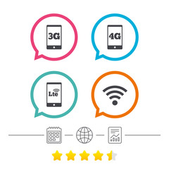 Mobile telecommunications icons. 3G, 4G and LTE.