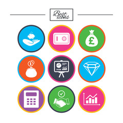 Money, cash and finance icons. Handshake sign.