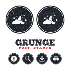 Moon, clouds and stars sign icon. Dreams symbol.