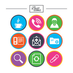 Office, documents and business icons.