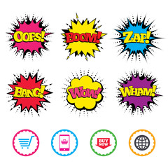 Online shopping icons. Smartphone, cart, buy.