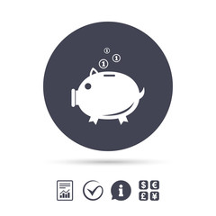 Piggy bank sign icon. Moneybox symbol.