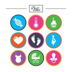 Pregnancy, maternity and baby care icons.