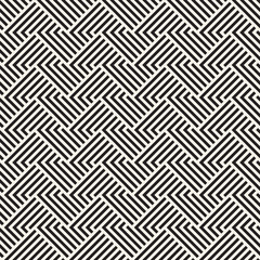 Stylish Lines Lattice. Ethnic Monochrome Texture. Abstract Geometric Background Design. Vector Seamless Black and White Pattern.