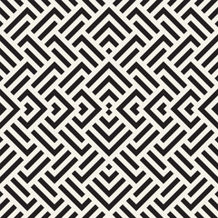 Stylish Lines Lattice. Ethnic Monochrome Texture. Abstract Geometric Background Design. Vector Seamless Black and White Pattern.