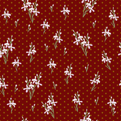 Seamless pattern with flowers Matthiola or evening primrose. 