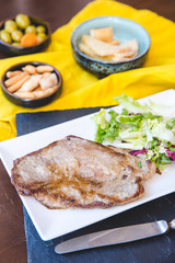 Grilled steak with salad