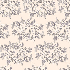 Vector abstract pattern of wreaths with items of Paisley, leaves and flowers.