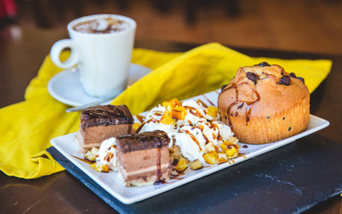 Dessert with Coffee and Muffins