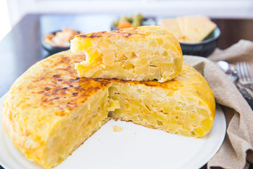 Spanish omelette. Tapas o typical Spanish cuisine. Tortilla espanola