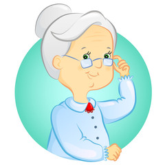 portrait of a cute grandmother with glasses