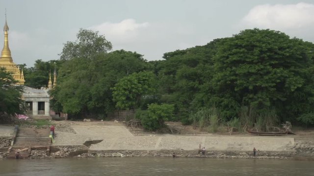 Ayeyarwady river, pagoda at the river side