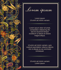 Abstract vintage pattern with decorative flowers, leaves and Paisley pattern in Oriental style.