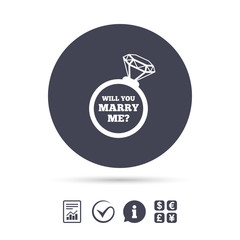 Marry me ring sign icon. Engagement symbol.