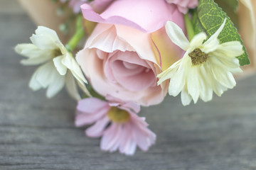 Soft color of artificial flowers for background.