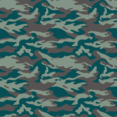 Military camouflage seamless pattern. Three colors. Woodland style. For web and print.