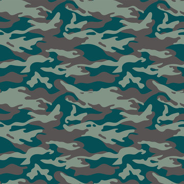 Military camouflage seamless pattern. Three colors. Woodland style. For web and print.