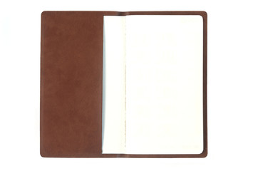 open notebook on white background