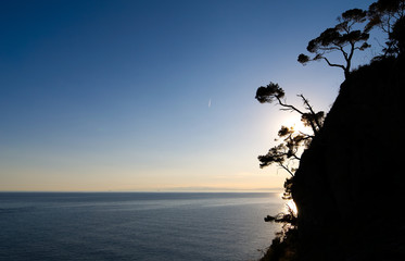 Sunset from Portofino lighthouse on the ligurian sea