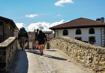 Pilgrim's way to Santiago, Zubiri, medieval bridge,  Navarra