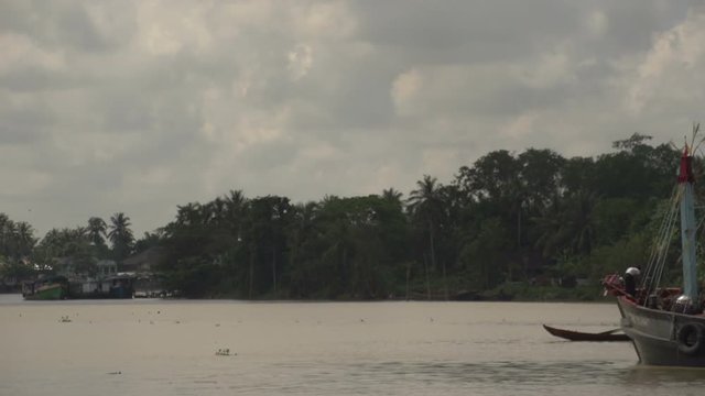 Pathein, Fishing boat at the Irrawaddy river