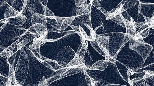 3D shape of morphing mesh texture. Abstract motion graphics.