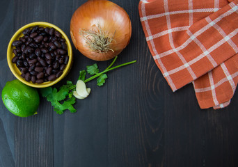 Black Beans and Onion with Copy Space