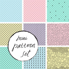 Geometrical simple seamless vector patterns set