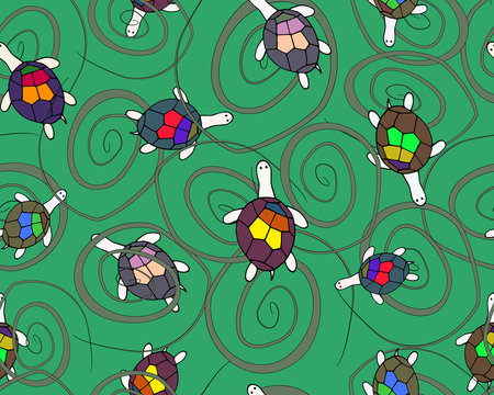 Seamless pattern for design surface Sea turtles.