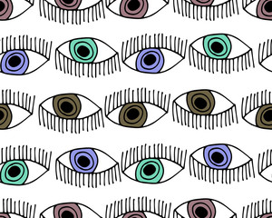 Seamless pattern with eyes. Vector background.