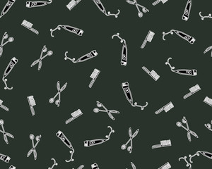 Cute pattern of scissors for cutting hair and combs. Design for banner, flyer, poster or print.