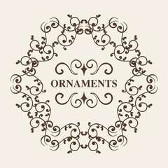 Round ornamental frame and ornaments sign over white background. Vector illustration.