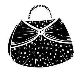 Hand drawn of woman's handbag. Doodle, ornate, ornament style