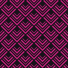 Seamless black and magenta pink vintage art deco chevron pattern vector