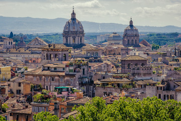Fototapeta na wymiar Rome skyline cityscape as see from Castle San Angelo