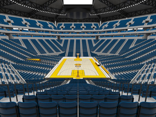 Beautiful modern sport arena for basketball with floodlights blue chairs and VIP boxes  for twenty thousand people © Danilo