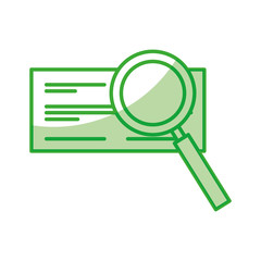 check bank with magnifying glass vector illustration design