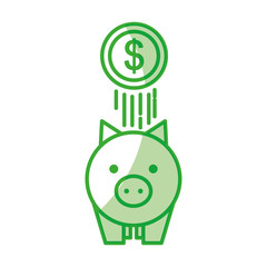 piggy savings with coins vector illustration design