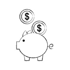 piggy savings with coins vector illustration design