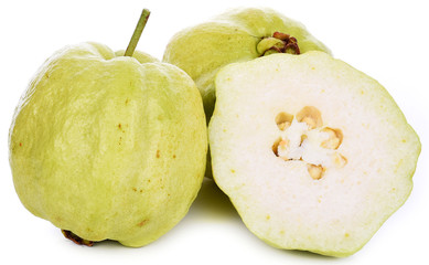 Guava fruit isolated on the white background.