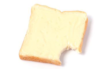 bread with bite on white background