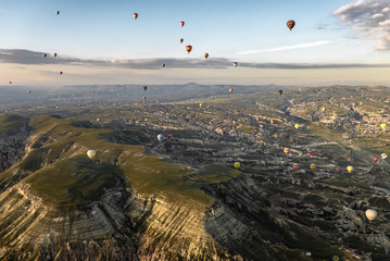 Balloon sightseeing in the morning at Cappadocia, Turkey