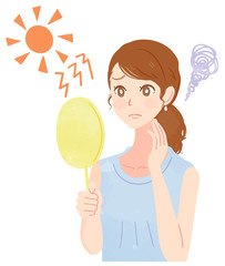 紫外線を気にする女性のイラスト