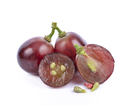 Red grapes white background