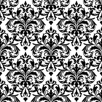 Black and white seamless wallpaper pattern.
