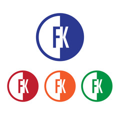 FK initial circle half logo blue,red,orange and green color