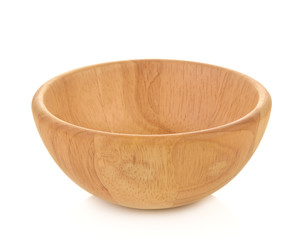 wooden bowl on white background